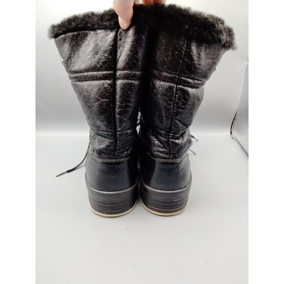 Pajar Tex Faux Fur Lined Black Boot Lace Up Non Marking Sole Size 10 - Picture 5 of 10